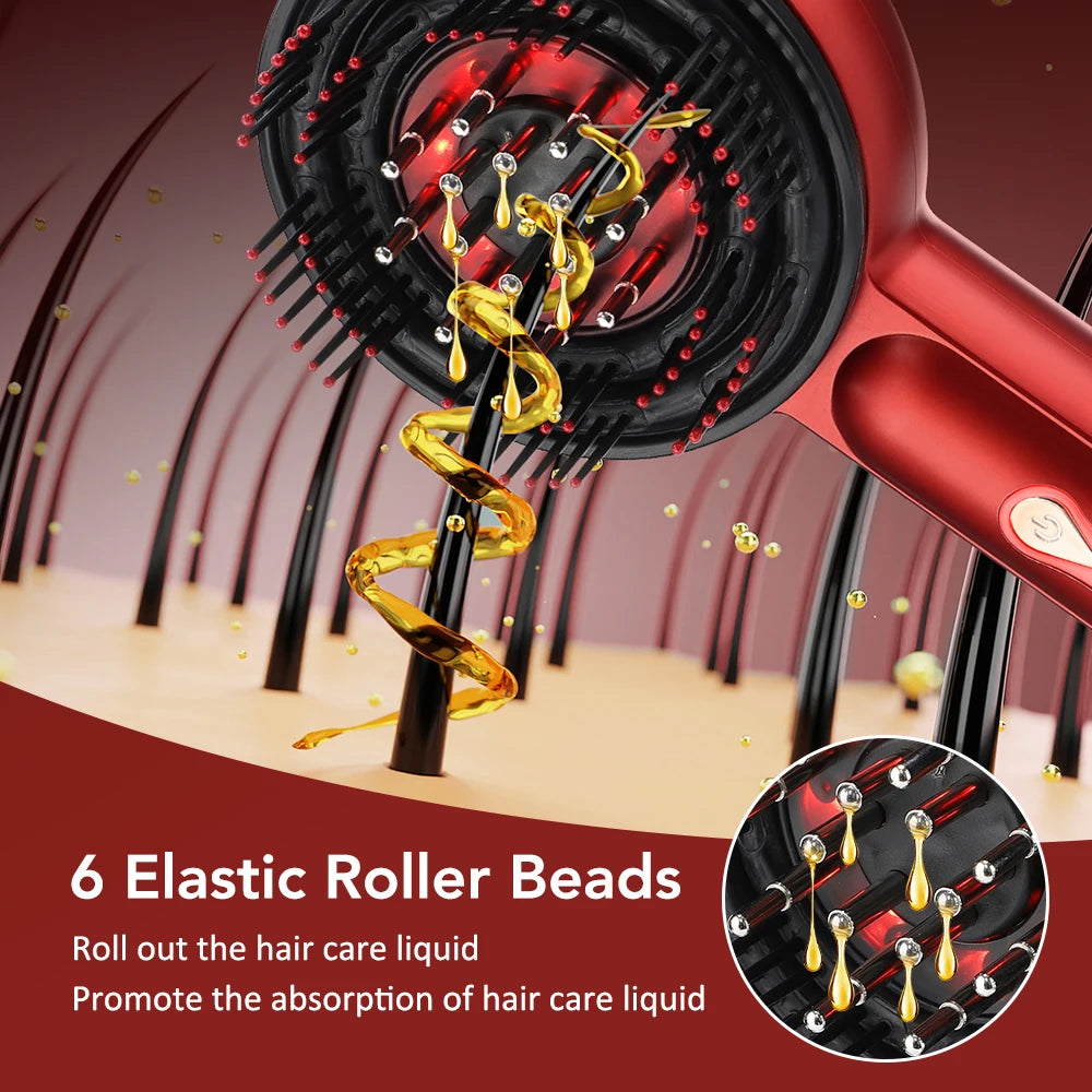 Elektrisk hårbottenmassagekam Hårväxtterapi Mikroström Rött och Blått Ljus Anti-Håravfallsbehandling Oljeapplikator